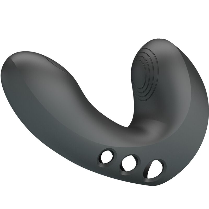 Vibratore da dita Pretty Love Camelia nero con 7 modalità di vibrazione, design compatto e ergonomico.