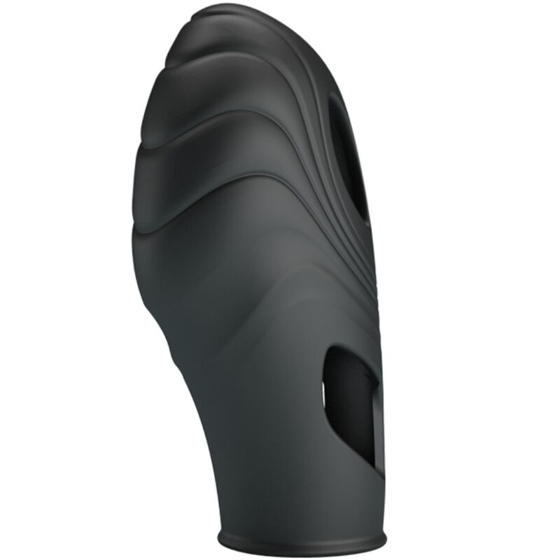 Vibratore da dita in silicone nero PRETTY LOVE, design compatto e ergonomico per stimolazione precisa e confortevole.