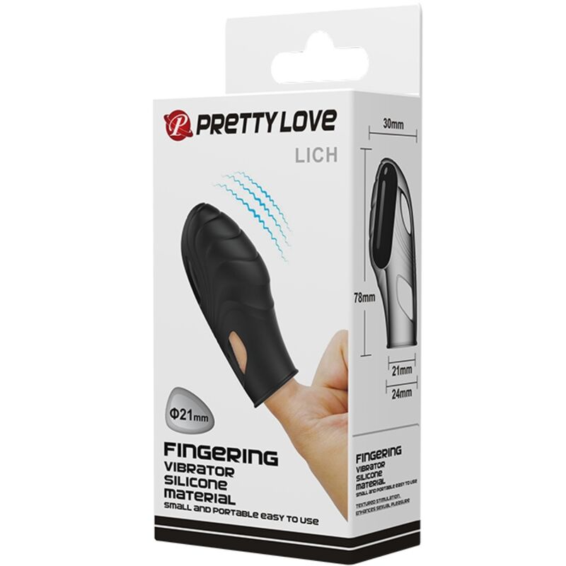 Vibratore da dita in silicone nero PRETTY LOVE con design compatto e morbido, ideale per stimolazione precisa e piacevole.