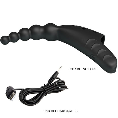 Vibratore da dita Pretty Love Jordin nero con 10 modalità di vibrazione, piccolo e compatto per stimolazione precisa