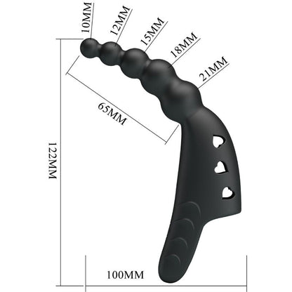 Vibratore da dita Pretty Love Jordin nero con 10 modalità di vibrazione, piccolo e discreto per stimolazione precisa.