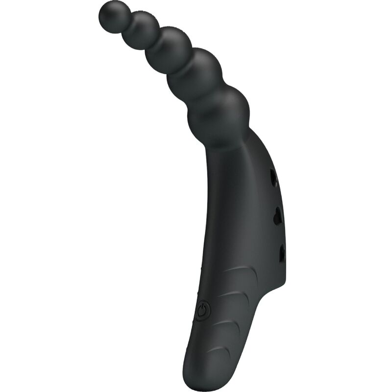 Vibratore da dita PRETTY LOVE Jordin nero con 10 modalità di vibrazione, piccolo e compatto, ideale per stimolazione precisa.