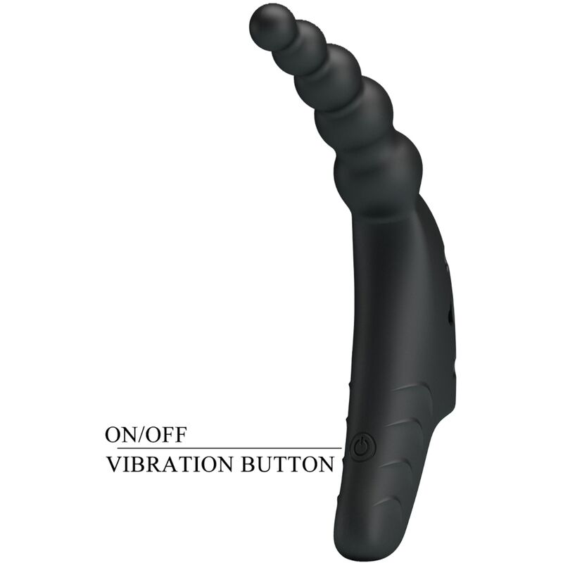 Vibratore da dita PRETTY LOVE Jordin nero con 10 vibrazioni, piccolo e portatile, ideale per stimolazione delicata.