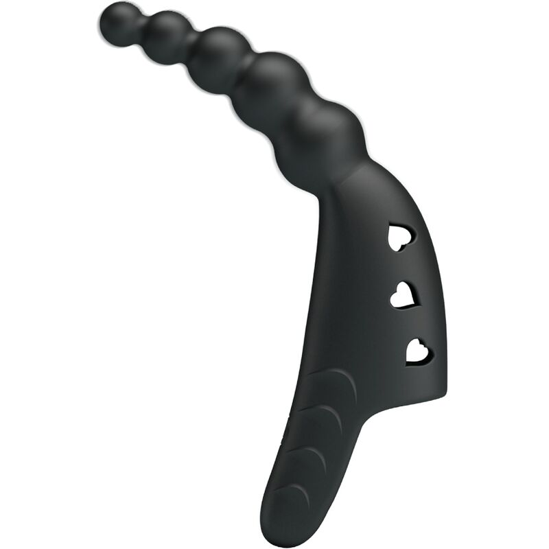 Vibratore da dita PRETTY LOVE JORDIN nero con 10 modalità di vibrazione, visibile in primo piano.