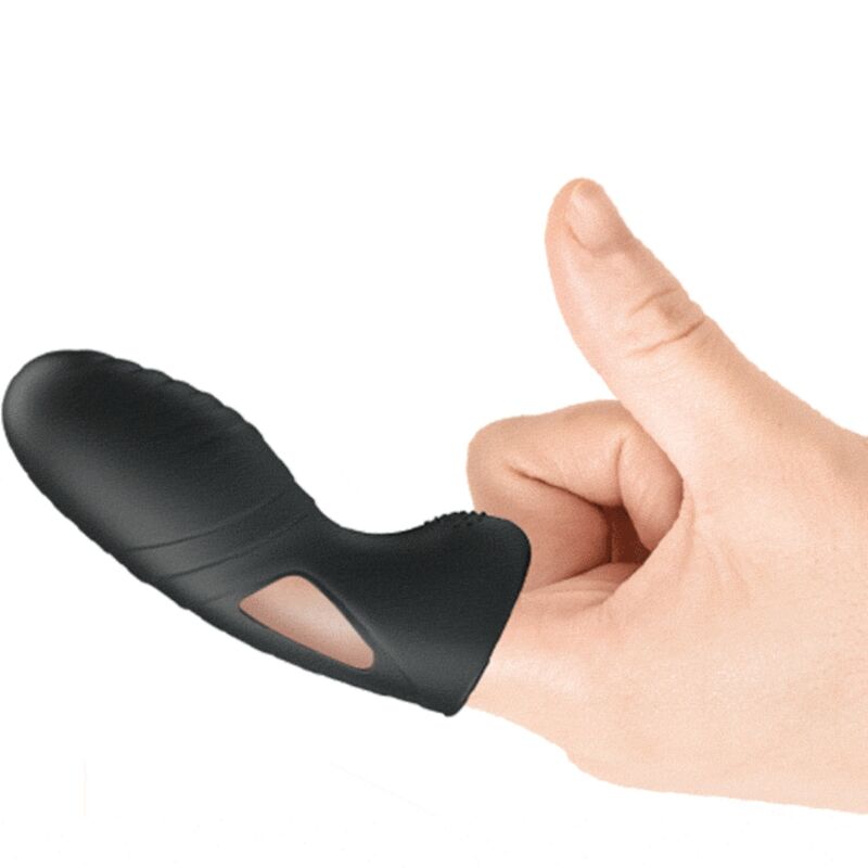 Vibratore da dito in silicone nero PRETTY LOVE ALAN, piccolo e flessibile, ideale per stimolazione precisa e delicata.