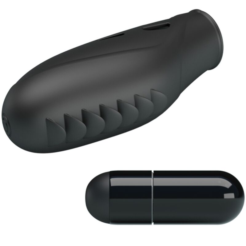 Vibratore da dito in silicone nero PRETTY LOVE Gilo, piccolo e ergonomico, ideale per stimolazione precisa e confortevole