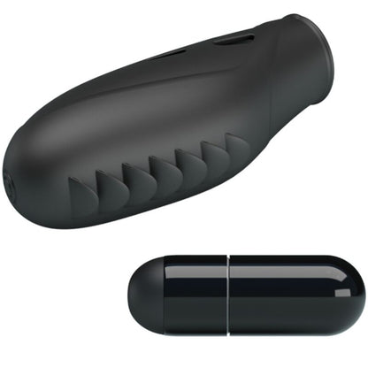Vibratore da dito in silicone nero PRETTY LOVE Gilo, piccolo e ergonomico, ideale per stimolazione precisa e confortevole