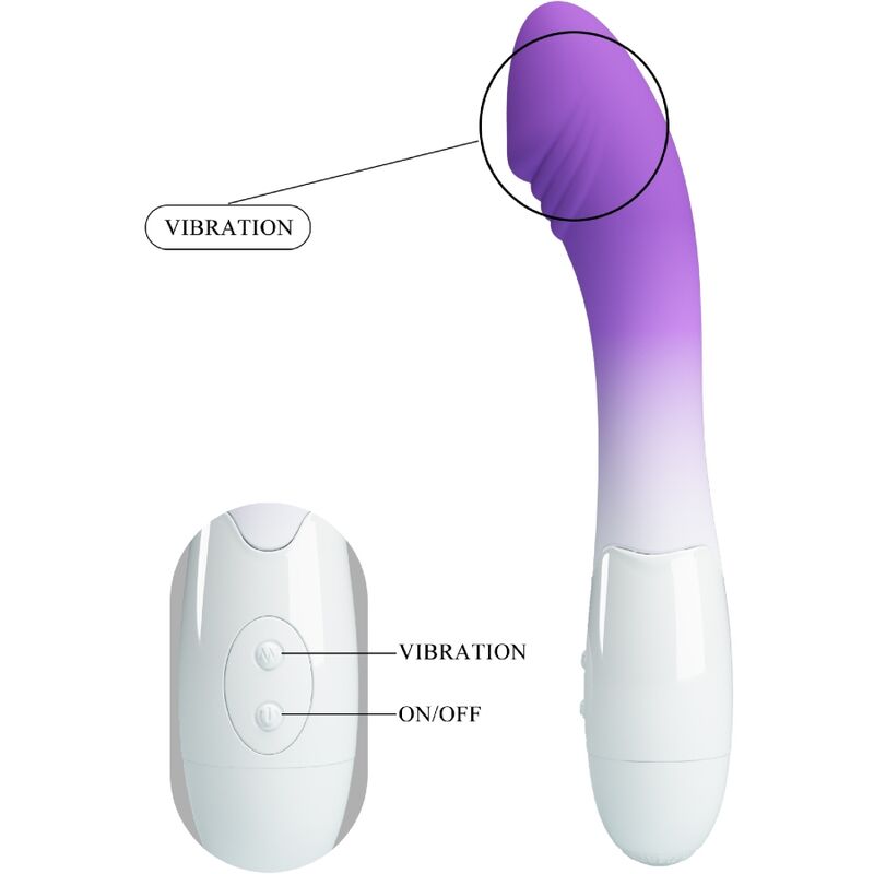 Vibratore Elemental G-Spot viola di PRETTY LOVE con 30 vibrazioni, design elegante e stimolante per il piacere femminile.