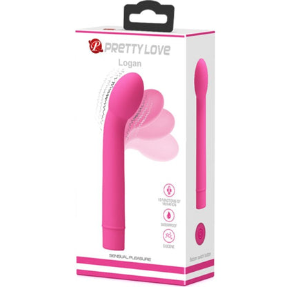 Vibratore G-Spot Pretty Love Logan rosa con 10 modalità di vibrazione, design ergonomico e dettagli eleganti.