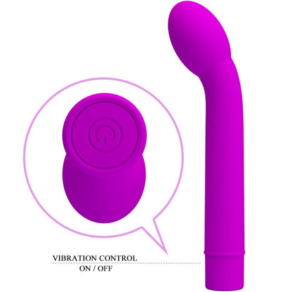 Vibratore G-spot Pretty Love Logan viola con 10 modalità di vibrazione, design ergonomico e dettagli eleganti.
