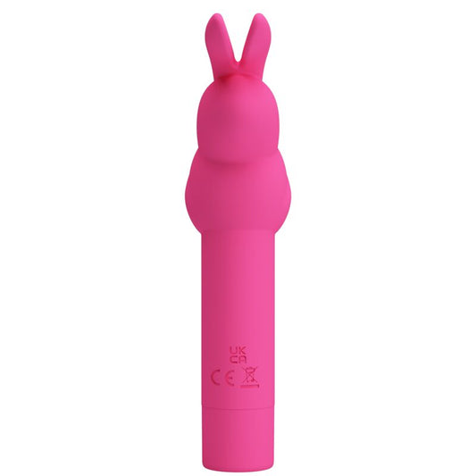 Vibratore in silicone Pretty Love Gerardo Fucsia a forma di coniglio, con dettagli eleganti e design ergonomico.