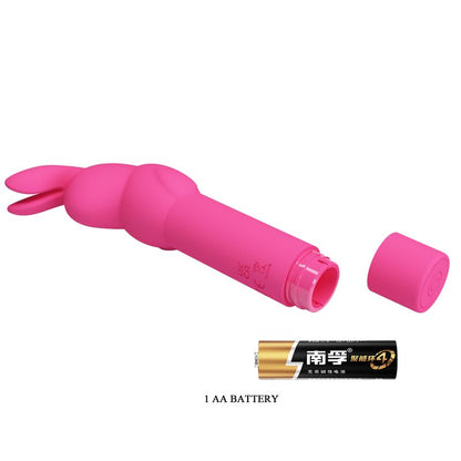 Vibratore in silicone PRETTY LOVE Gerardo Fucsia con forma a coniglio, design colorato e dettagli realistici.