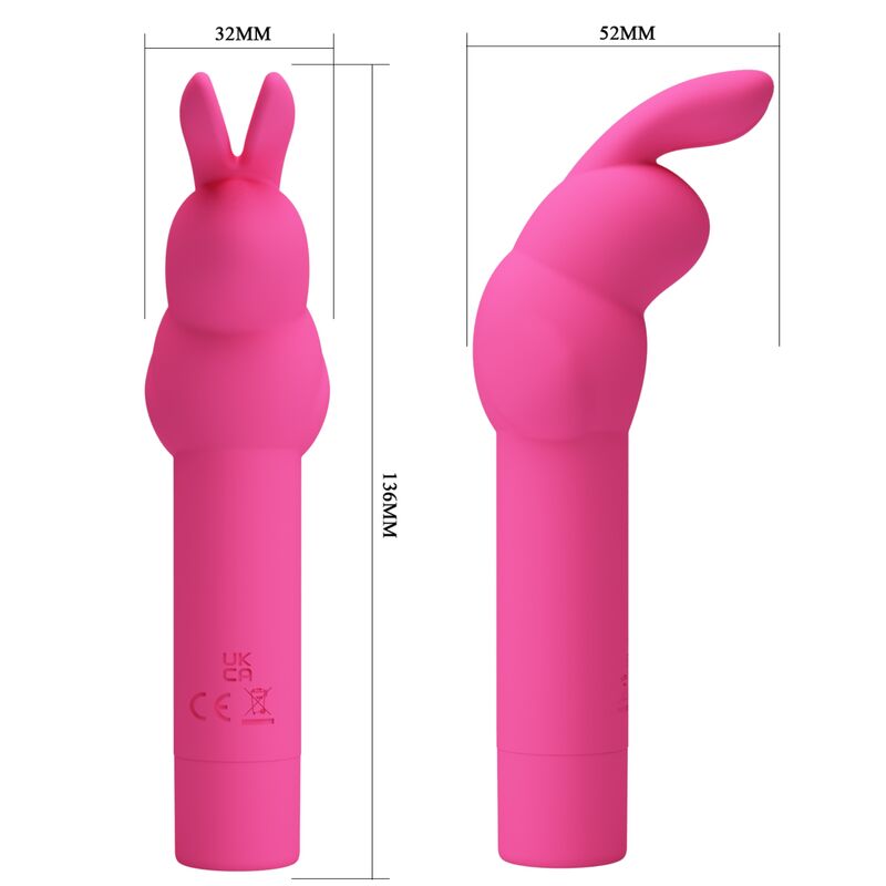 Vibratore in silicone Pretty Love Gerardo Fucsia a forma di coniglio con design ergonomico e dettagli realistici.