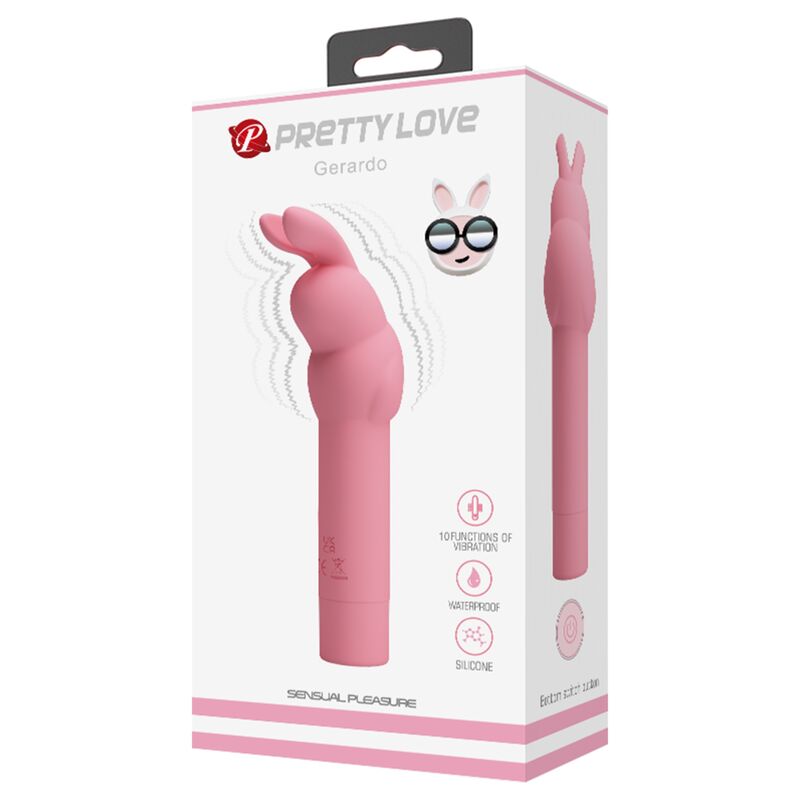 Vibratore in silicone rosa di Pretty Love a forma di coniglio, design ergonomico e dettagli realistici.