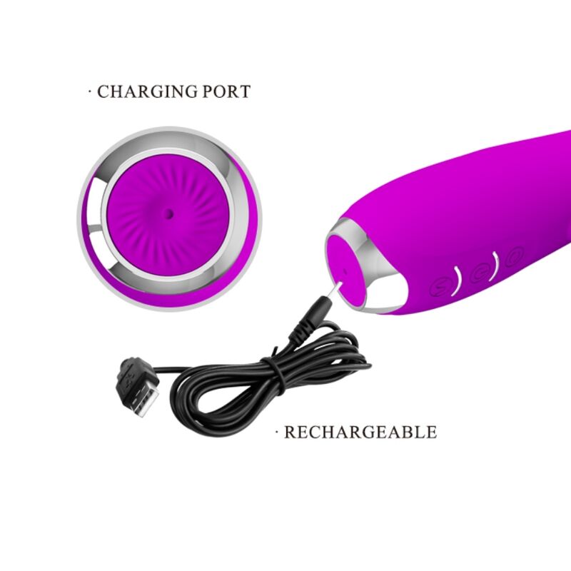 Vibratore Molly di PRETTY LOVE con rotazione, design ricaricabile e dettagli realistici, ideale per il piacere femminile.
