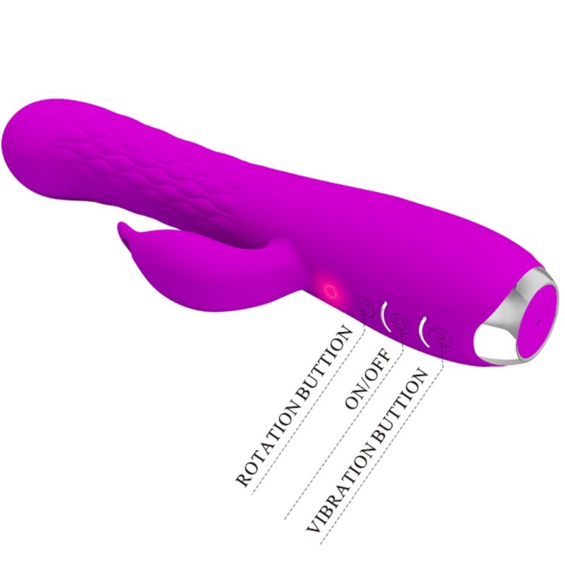 Vibratore Molly di PRETTY LOVE con rotazione, design elegante e ricaricabile, visibile in dettaglio nell'immagine.