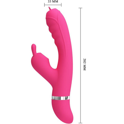 Vibratore multifunzione coniglio PRETTY LOVE Phoenix rosa, design elegante e dettagli realistici, ideale per piacere intenso.