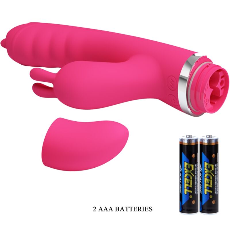 Vibratore multifunzione coniglio Phoenix rosa di PRETTY LOVE, design elegante e dettagli colorati, ideale per stimolazione intensa.