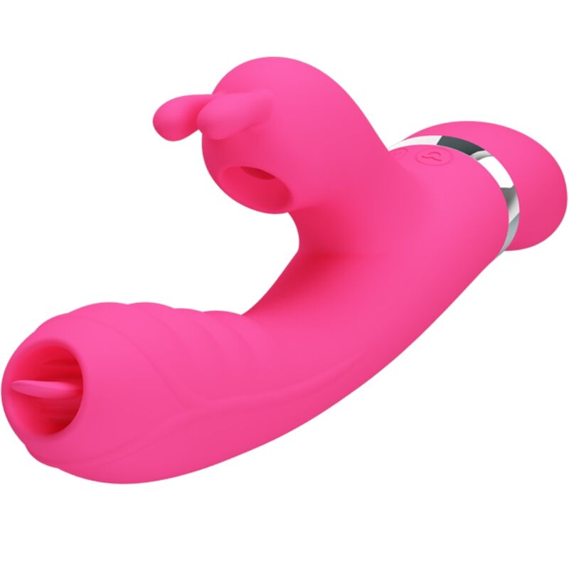 Vibratore multifunzione coniglio rosa PRETTY LOVE Phoenix, design ergonomico e dettagli realistici, ideale per stimolazione personale.
