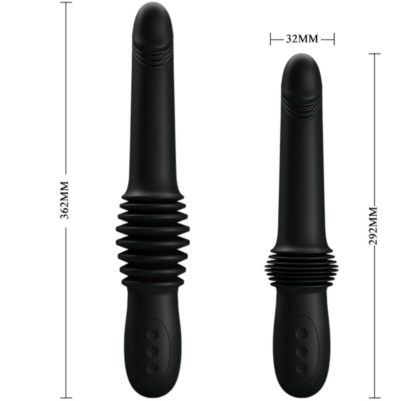 Vibratore PRETTY LOVE Pazuzu nero con tre modalità di spinta, design ergonomico e dettagli realistici, ideale per il piacere personale