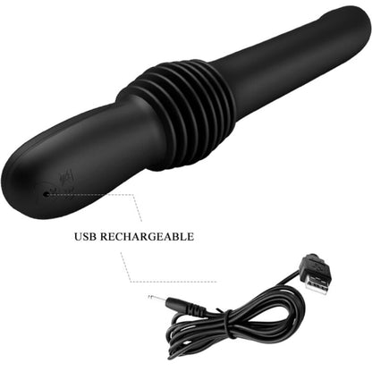 Vibratore PRETTY LOVE Pazuzu nero con 3 modalità di spinta, design elegante e compatto, ideale per stimolazione personale.