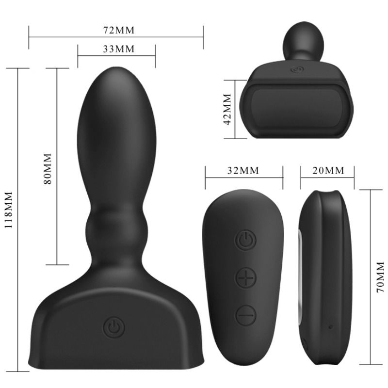 Vibratore prostatico gonfiabile Pretty Love Marriel, design ergonomico e dettagli realistici, con controllo intuitivo.