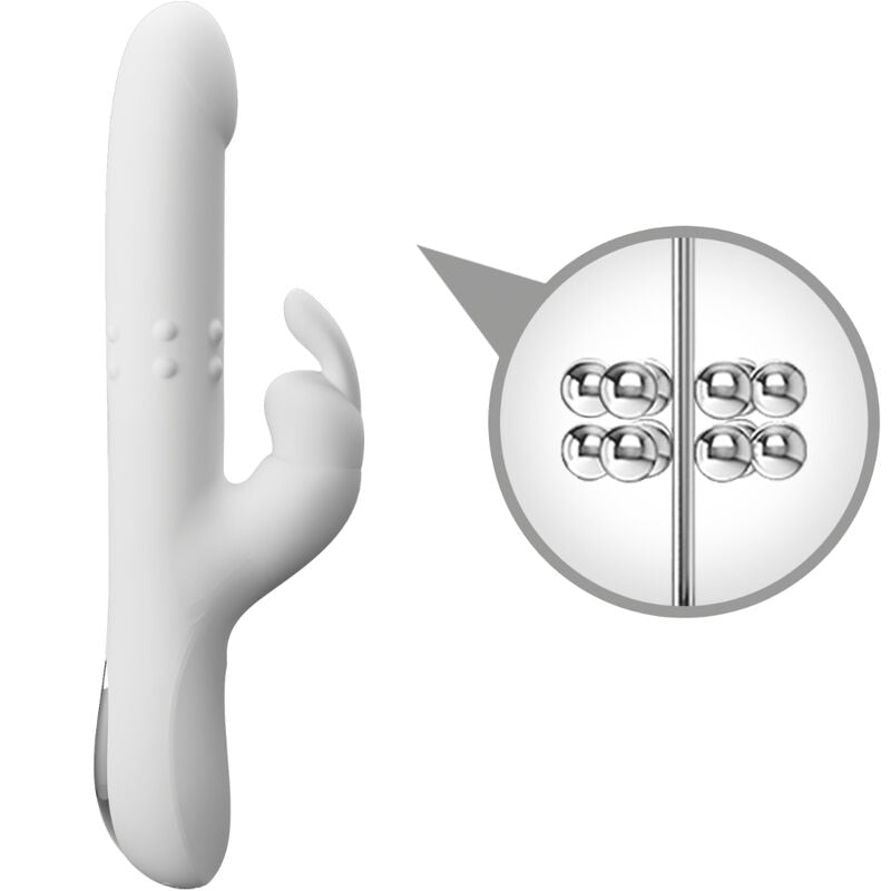 Vibratore Reese di Pretty Love in argento con rotazione, design elegante e dettagli realistici.