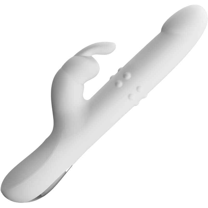 Vibratore Pretty Love Reese con rotazione, argento, mostra il design elegante e dettagliato del dispositivo stimolante.