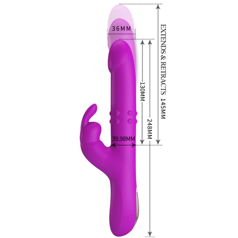 Vibratore Reese di Pretty Love in colore viola con funzione di rotazione, design ergonomico e dettagli eleganti.
