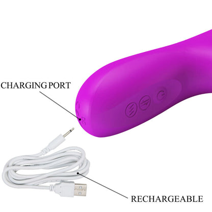 Vibratore Pretty Love Reese con rotazione viola, dispositivo di piacere con design ergonomico e funzioni di stimolazione rotante.