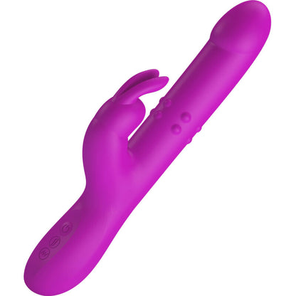 Vibratore Pretty Love Reese con rotazione color viola, dettagliato e ergonomico, ideale per stimolazione e piacere personale.