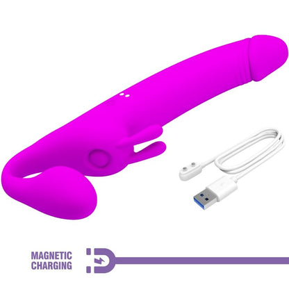Dildo strapless viola PRETTY LOVE ZANINI con 10 modalità di vibrazione, design senza cinturino, in silicone morbido e realistico.