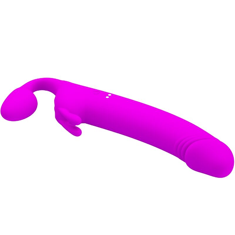 Dildo strapless viola PRETTY LOVE Zanini con 10 vibrazioni, design senza bretelle e dettagli in morbido materiale.