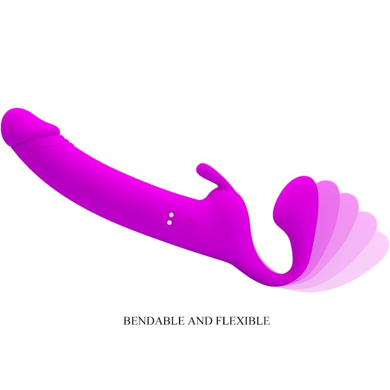 Felicissimo dildo strapless viola PRETTY LOVE Zanini con 10 vibrazioni, design senza cinturino e dettagli realistici.