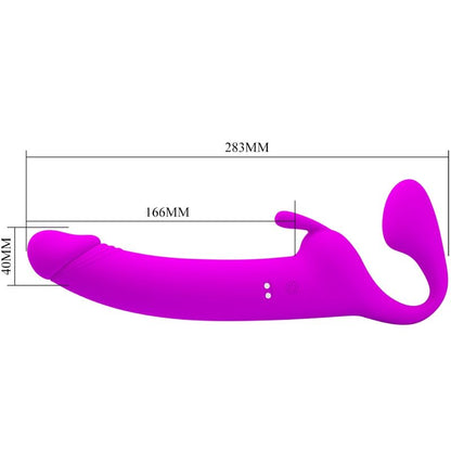 Dildo strapless viola PRETTY LOVE Zanini con 10 vibrazioni, design senza cinghie e dettagli realistici.