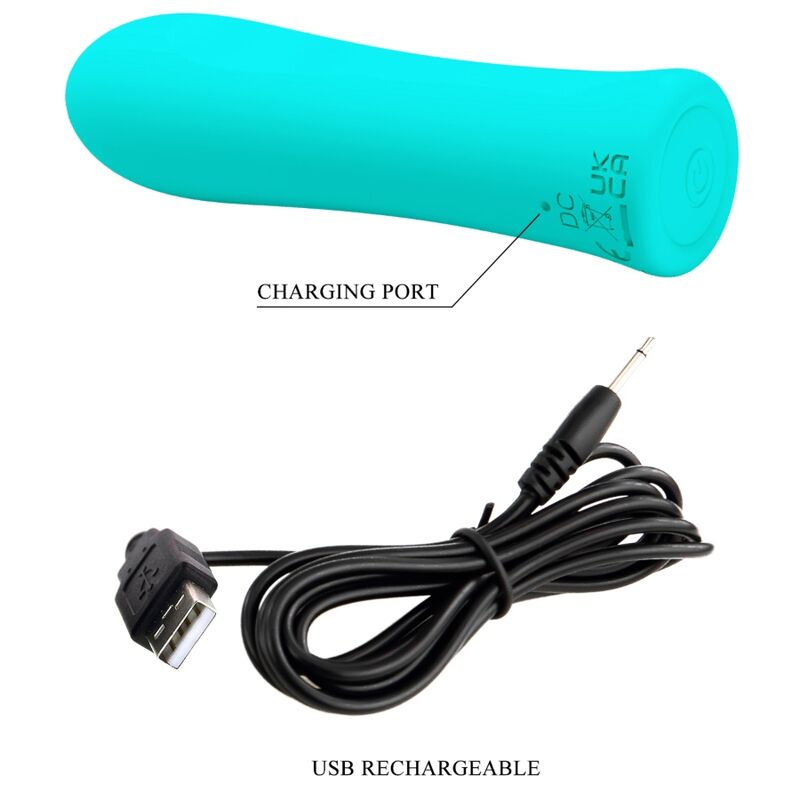 Vibratore Pretty Love Alfleda Super Power verde acqua, design ergonomico e dettagliato, prodotto per il piacere personale.