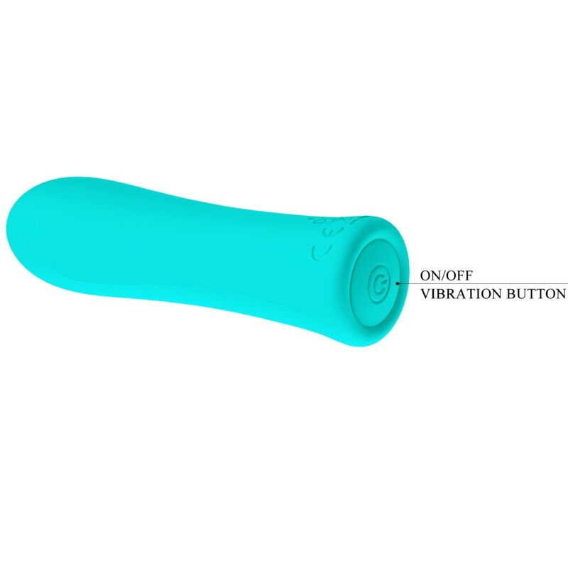 Vibratore verde acqua PRETTY LOVE ALFREDA SUPER POWER, prodotto della linea PRETTY LOVE FLIRTATION, visibile in dettaglio.