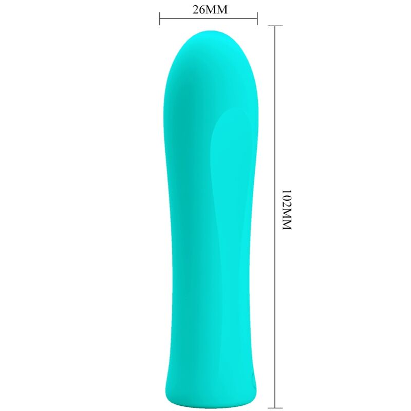 Vibratore PRETTY LOVE ALFREDA Super Power di colore verde acqua, con design ergonomico e dettagli eleganti.