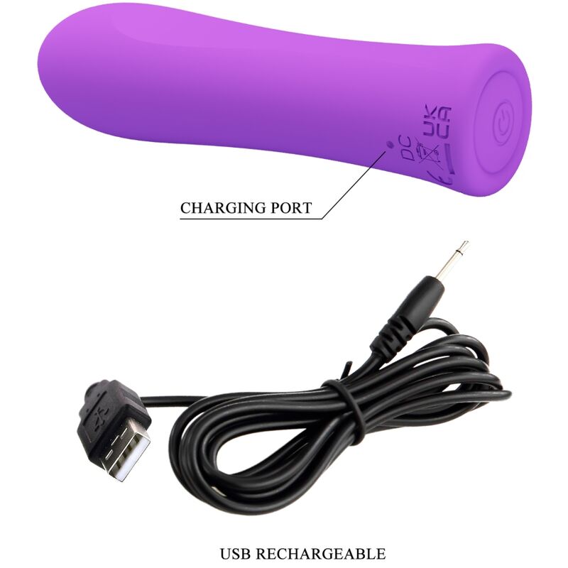Vibratore alfreda Pretty Love Flirtation di colore viola, design ergonomico e superficie liscia, ideale per stimolazione e relax.