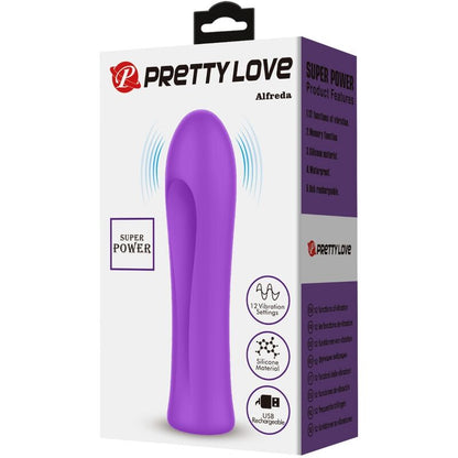 Vibratore Pretty Love Alfreda viola con funzione potente e acqua, design elegante e dettagli realistici per piacere intenso.