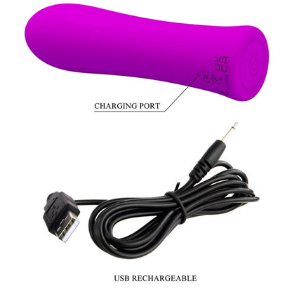 Vibratore viola PRETTY LOVE ALFREDA SUPER POWER, design ergonomico e potente, brand PRETTY LOVE FLIRTATION, visibile in immagine.