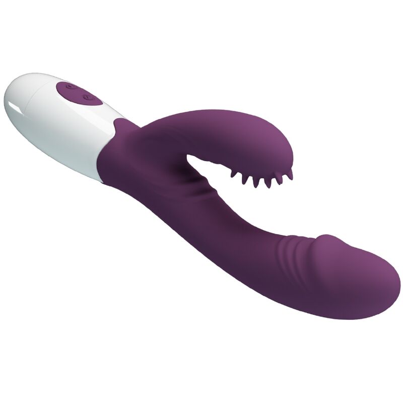 Vibratore rabbit e stimolatore punto G viola della linea PRETTY LOVE FLIRTATION, design elegante e dettagli realistici.