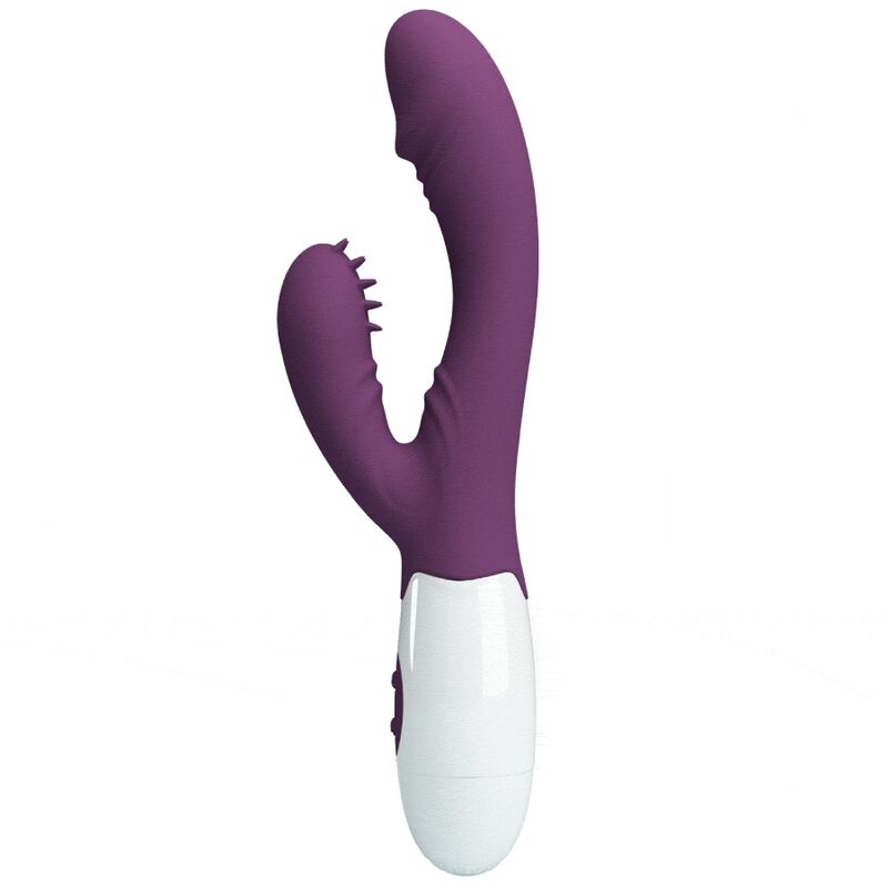 Vibratore rabbit e stimolatore punto G viola di PRETTY LOVE FLIRTATION, con design ergonomico e dettagli colorati.
