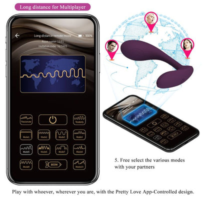 Vibratore G-spot ricaricabile PRETTY LOVE Baird con 12 vibrazioni, controllato tramite app, colore lilla, marca PRETTY LOVE FLIRTATION
