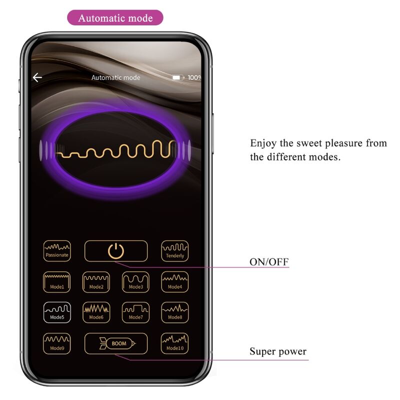 Vibratore G-spot ricaricabile PRETTY LOVE Baird con 12 modalità di vibrazione, controllato tramite app, colore lilla.