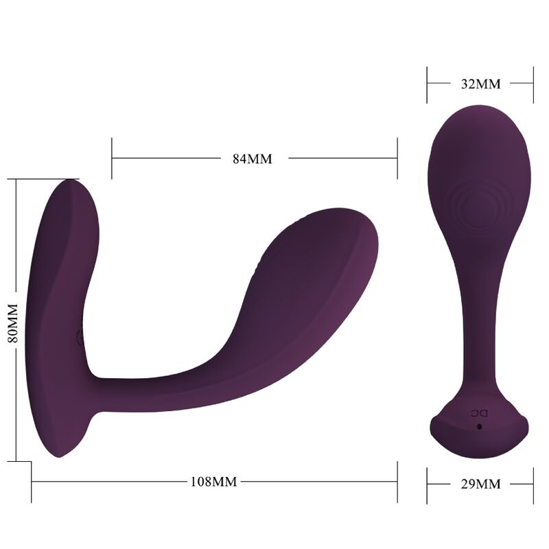 Stimolatore G-spot Pretty Love Baird con 12 vibrazioni, ricaricabile e controllabile tramite app, colore lilla.