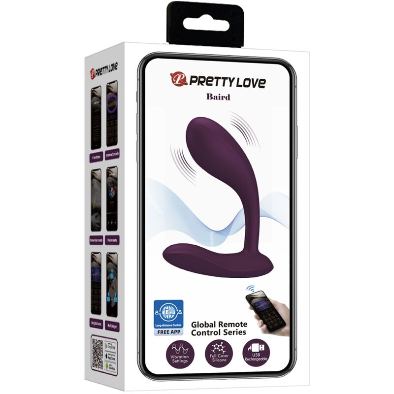 Stimolatore G-spot Pretty Love Baird, 12 vibrazioni, ricaricabile, controllabile tramite app, colore viola, marca Pretty Love Flirtation