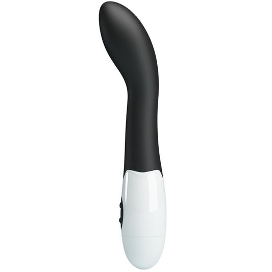 Vibratore G-Spot PRETTY LOVE Bishop nero, con 30 modalità di vibrazione, design elegante e materiali morbidi.