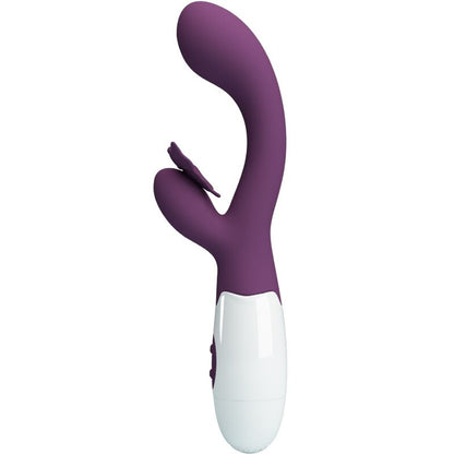 Vibratore rabbit Butterfly Kiss viola di Pretty Love Flirtation, stimolatore punto G, design ergonomico e dettagli colorati.