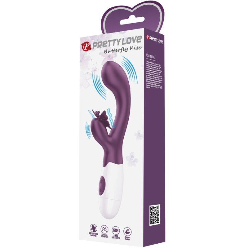 Vibratore rabbit e stimolatore punto G Pretty Love Butterfly Kiss viola, prodotto di piacere e stimolazione intima.